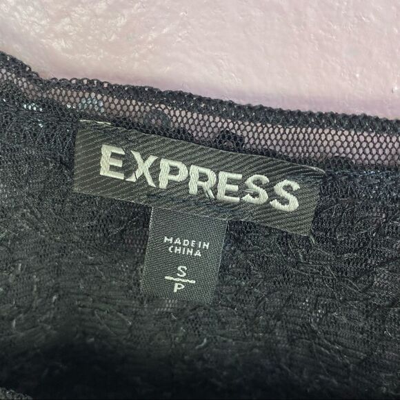 Express Sequin Scoop Neck Cropped Tank Top Black Silver Small - Picture 8 of 9